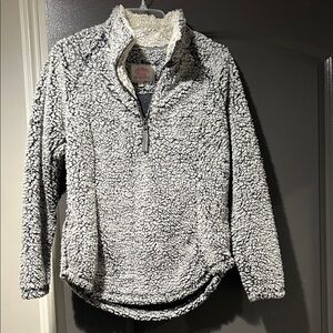 Cozy Gray Sherpa Quarter-Zip Sweatshirt